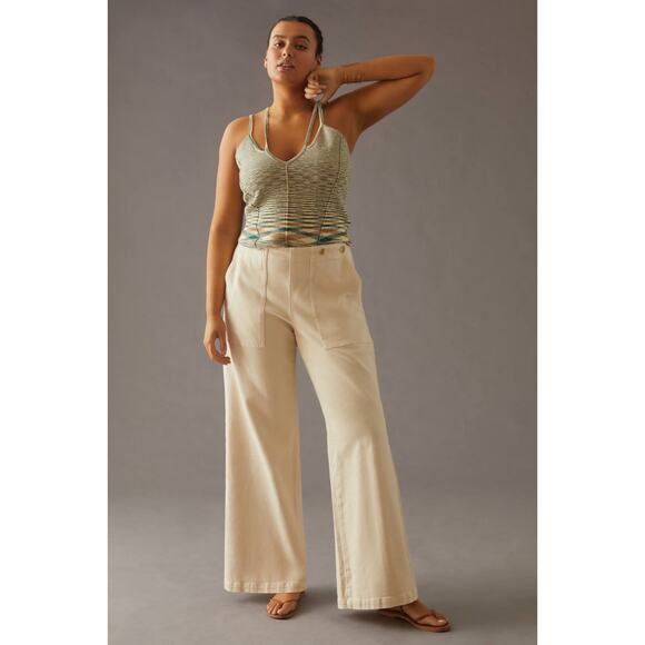 Anthropologie The Kit High-Rise Wide-Leg Utility Trousers by Pilcro - Picture 1 of 13